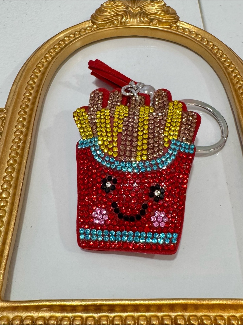 New Red Rhinestone Fries  Keychain